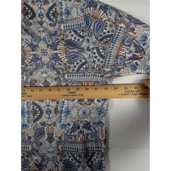 Eton Contemporary Fit Paisley Mosaic Dress Shirt Blue Orange 16.5 42 862414FO - Picture 6 of 9